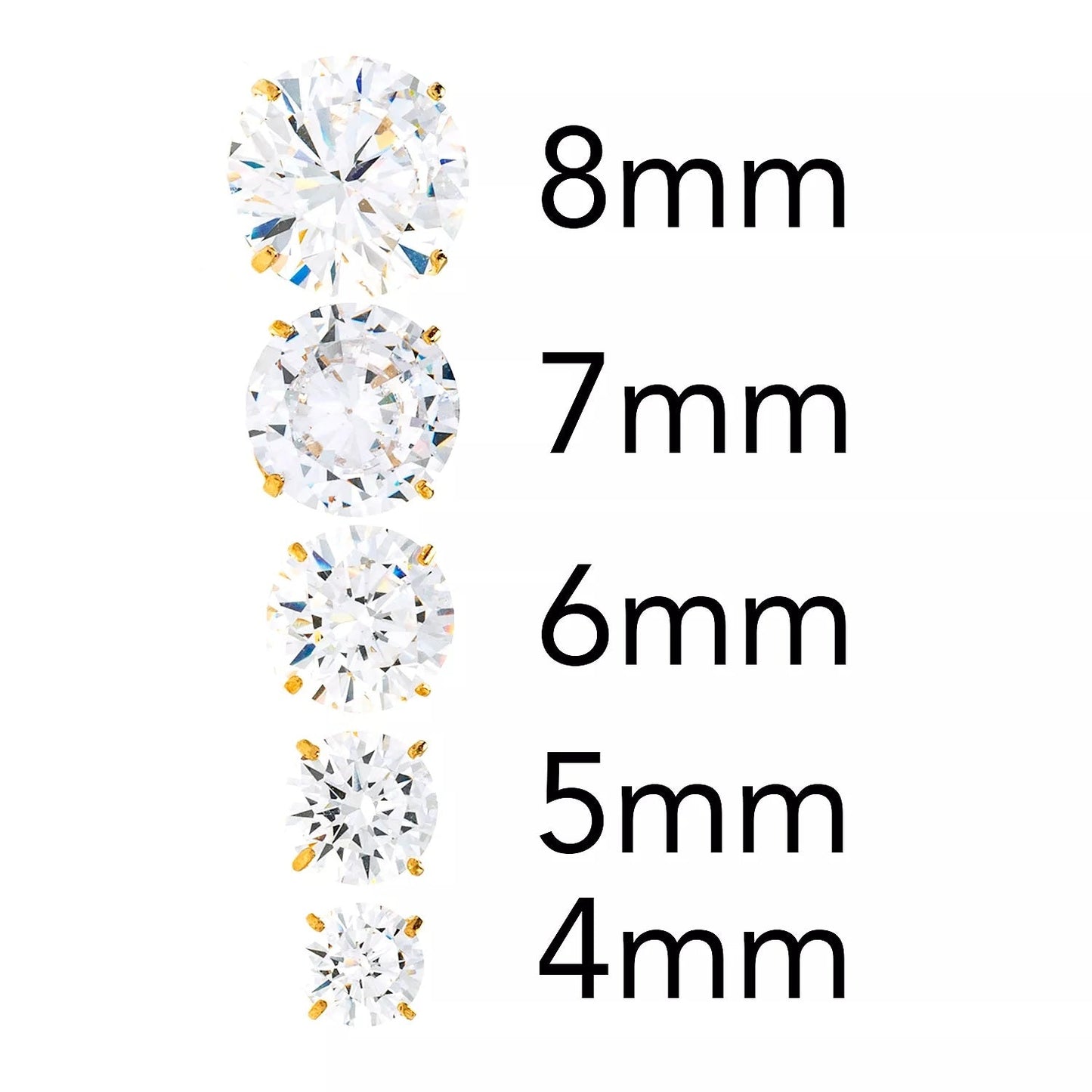 14K Yellow Gold Round CZ Stud Earrings
