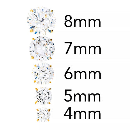 14K Yellow Gold Round CZ Stud Earrings