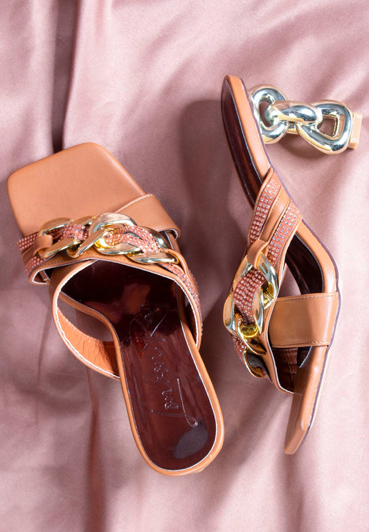 London Rag “Evelane” Chained Rhinestone Sandals