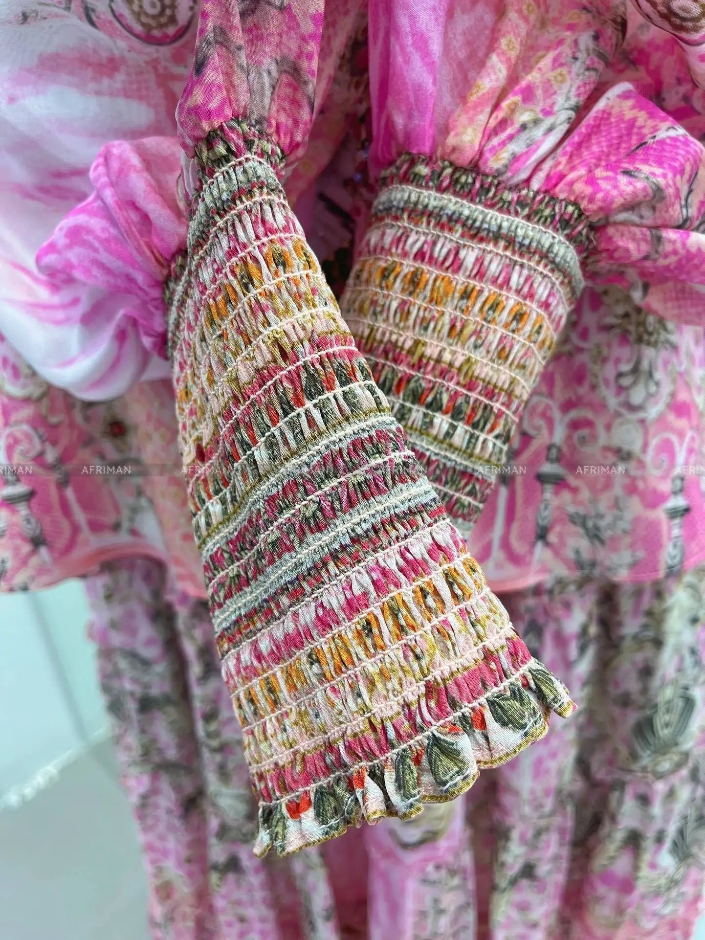CAMILLA 100% Silk "Deco Darling" Shirred Cuff Skirt Set