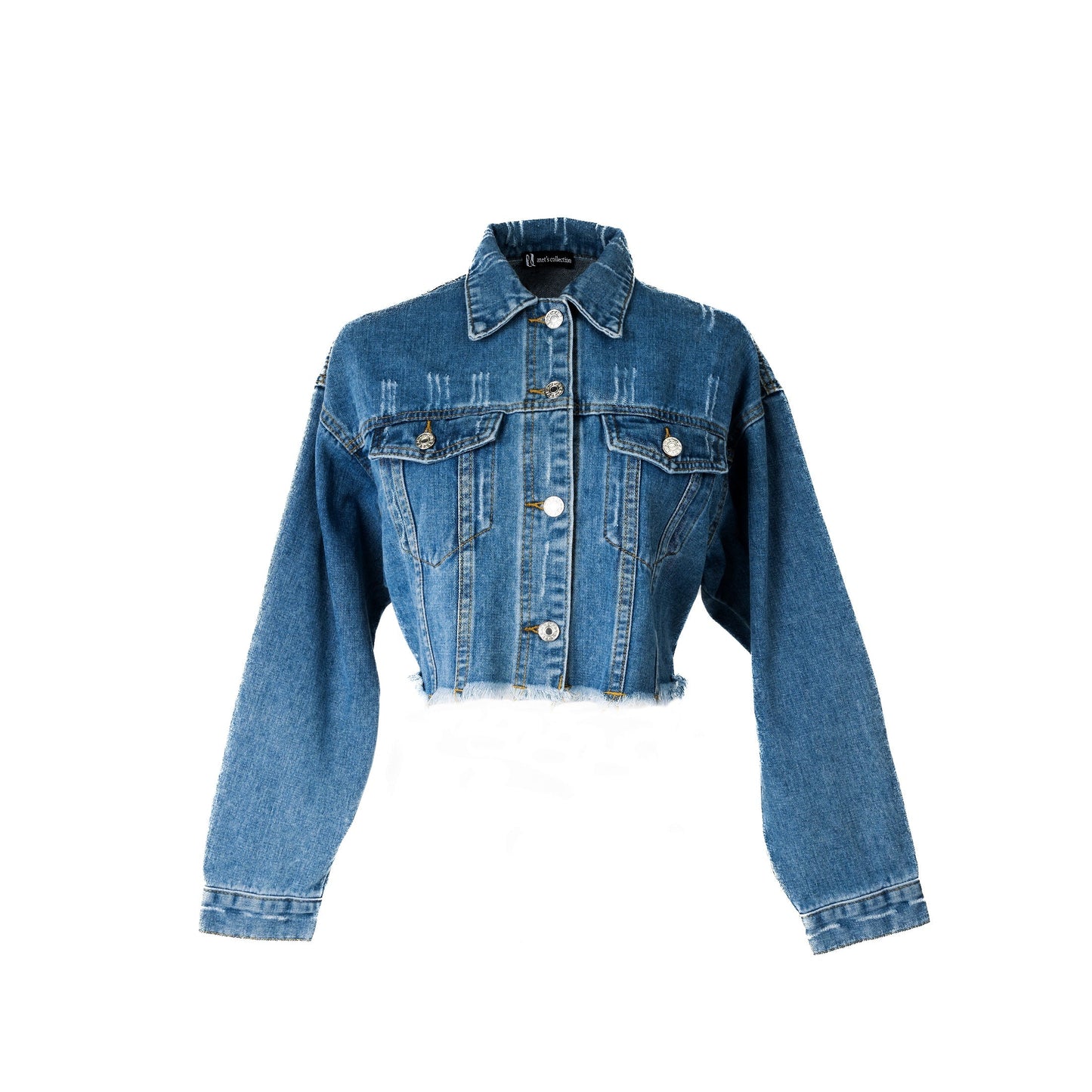 Embroidered Love Birds Cropped Jeans Jacket