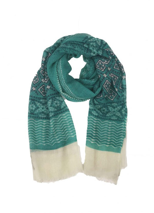 Hand Painted Wool And Silk Blend Scarf (Turquoise)