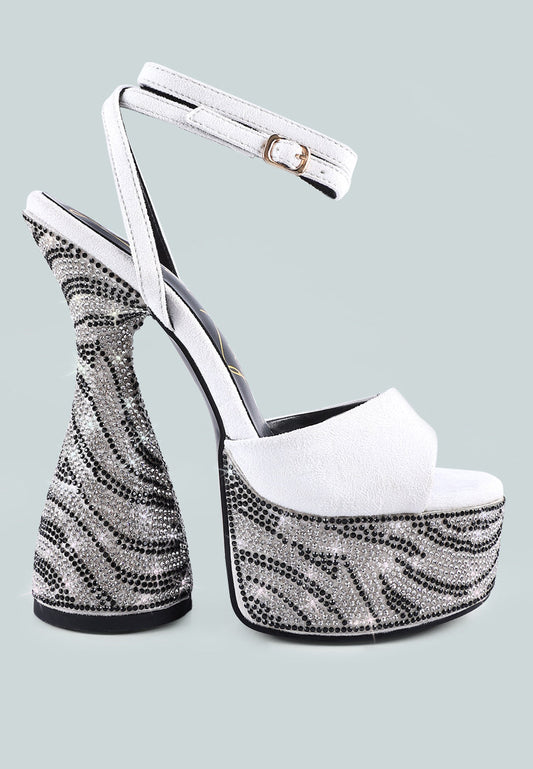 London Rag “Backstage” Rhinestone High Platform Hourglass Sandals