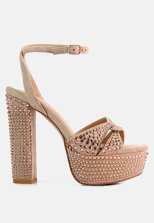 London Rag 'Bellini" Diamante Block Heeled Sandals