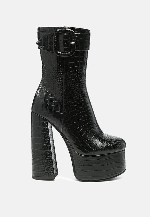 Croc Faux Leather Platform Boots