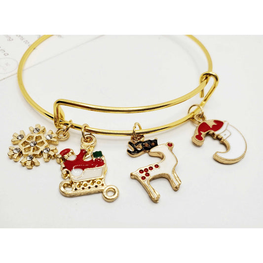 Gold Plated Christmas Charm Bracelet