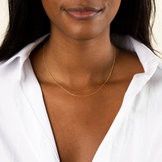 14K Yellow Gold Thin Cable Necklace (18")