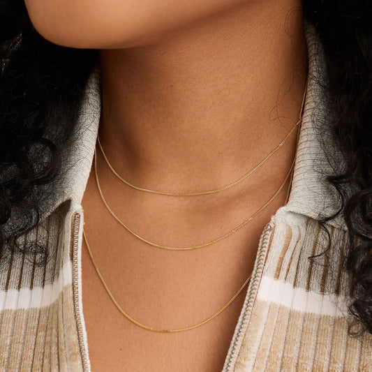 14K Yellow Gold Dainty Curb Link Necklace