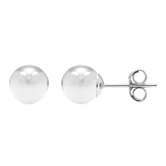 14K White Gold Hollow Ball Stud Earrings