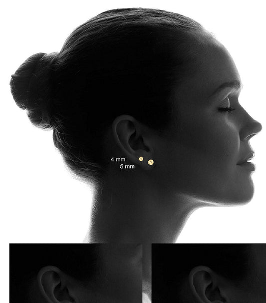 14K White Gold Hollow Ball Stud Earrings