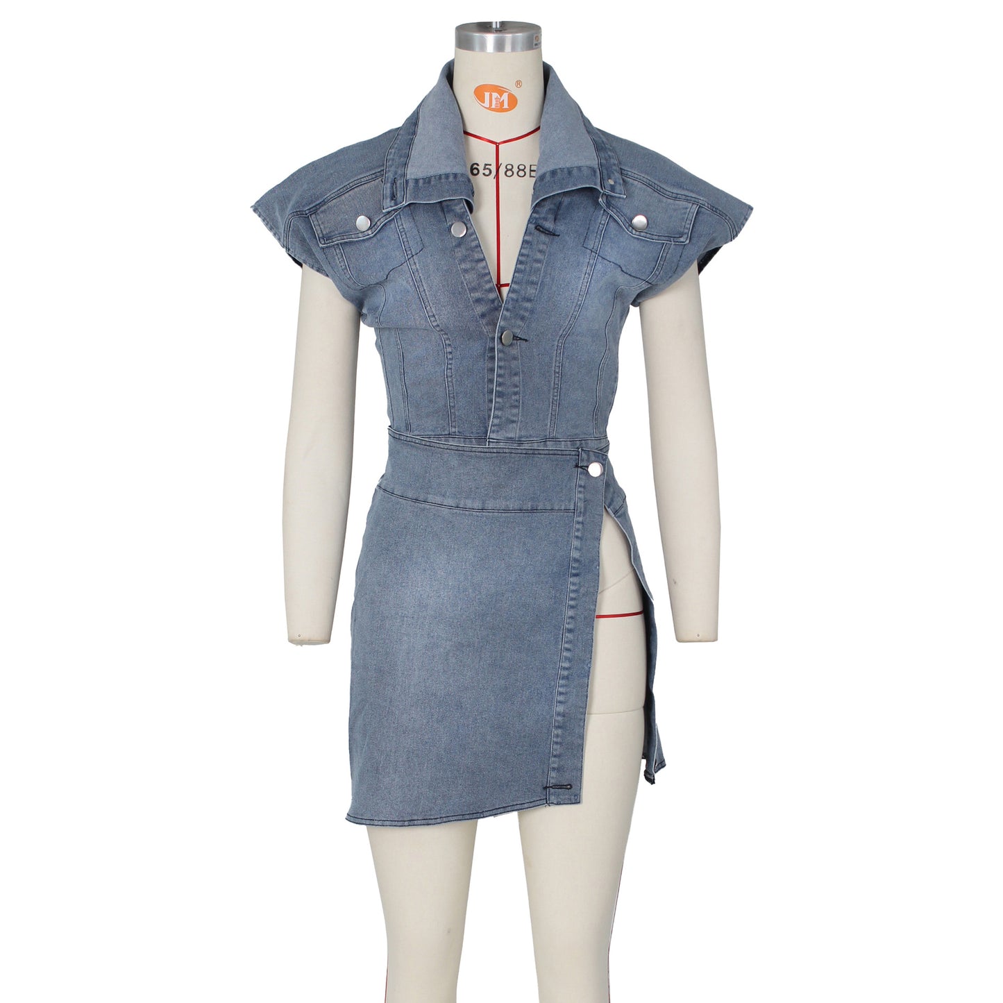 Denim Jeans Open Slit Skirt Set