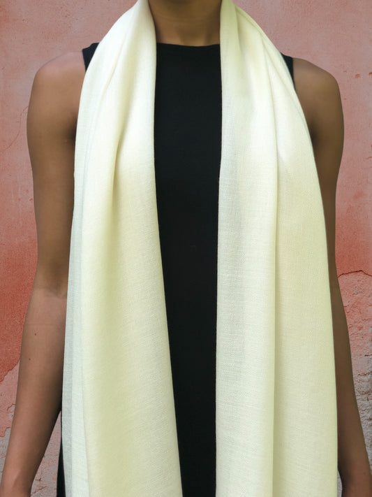 Cashmere & Silk Blend Light Wool Scarf (Ivory)