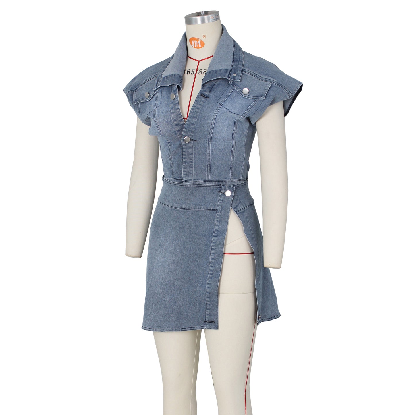 Denim Jeans Open Slit Skirt Set
