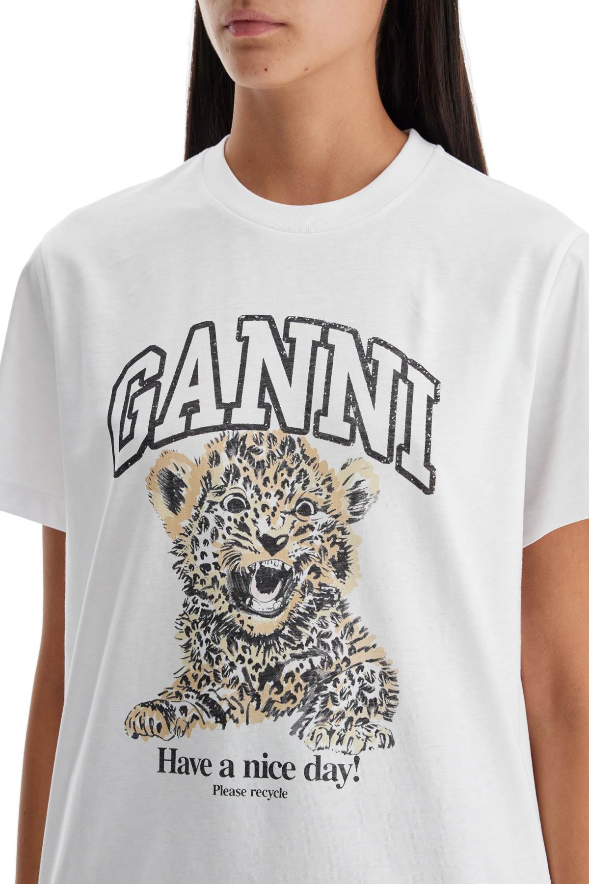 GANNI Baby Leopard Cotton T-Shirt