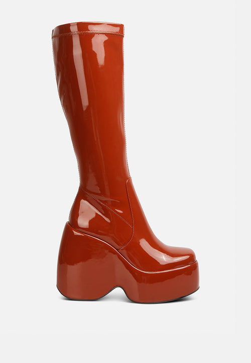 London Rag “Dirty Dance” PU High Platfrom Calf Boots