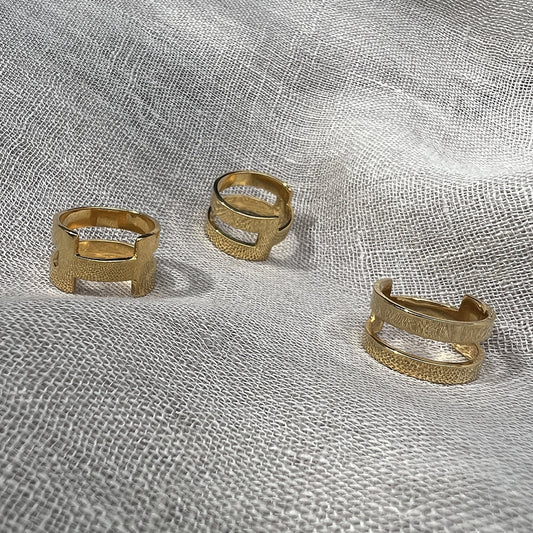 14K Gold Plated Geo Stripe Ring