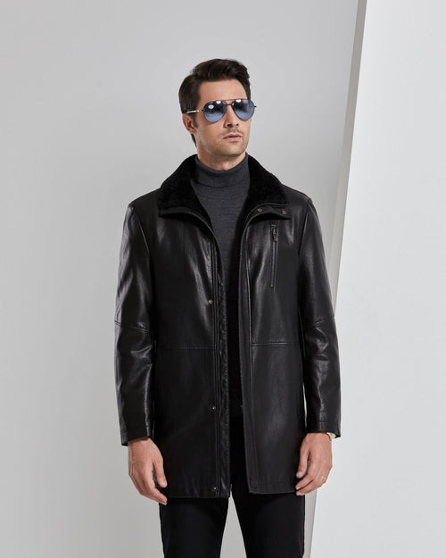 Men's Fleece Lined Genuine Leather Jacket
