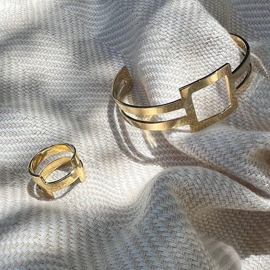 14K Gold Plated Geo Stripe Bracelet