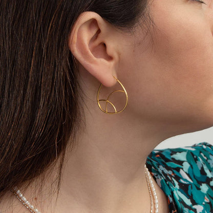 24k Gold Plated Silver Geometric Hoop Earrings