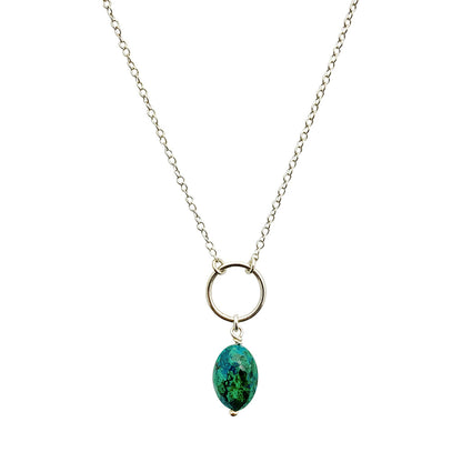 Sterling Silver & Chrysocolla Lariat Drop Necklace