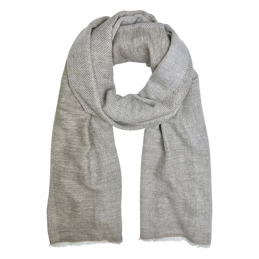Handmade Herringbone Sheep Wool Scarf (Light Grey)