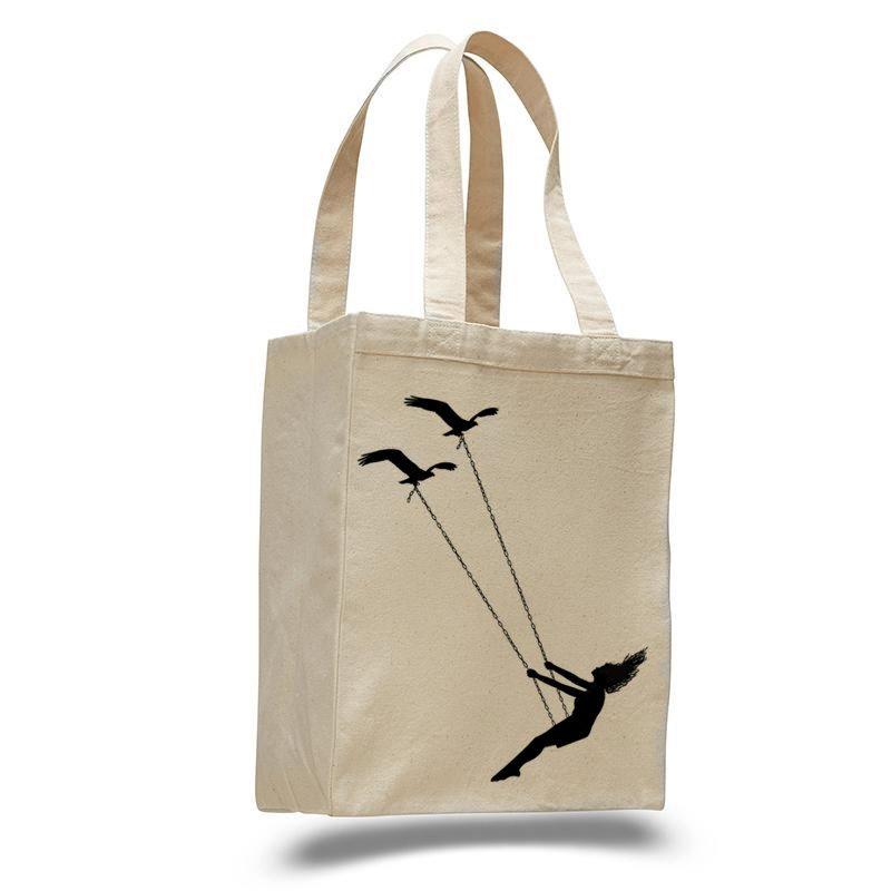 Bird Swing Cotton Tote Bag