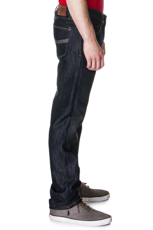 65 MCMLXV Men's Leather Patch Premium Jeans (Dark Wash)