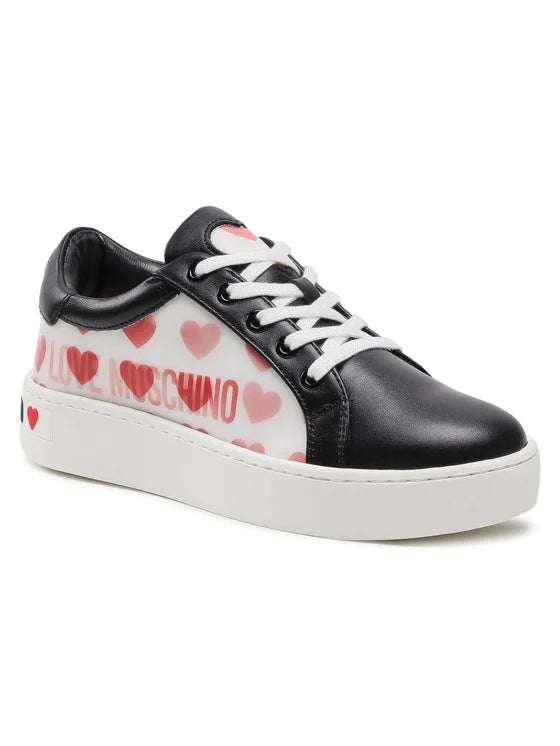 Love MOSCHINO Graphic Hearts Sneakers (Multi Black)