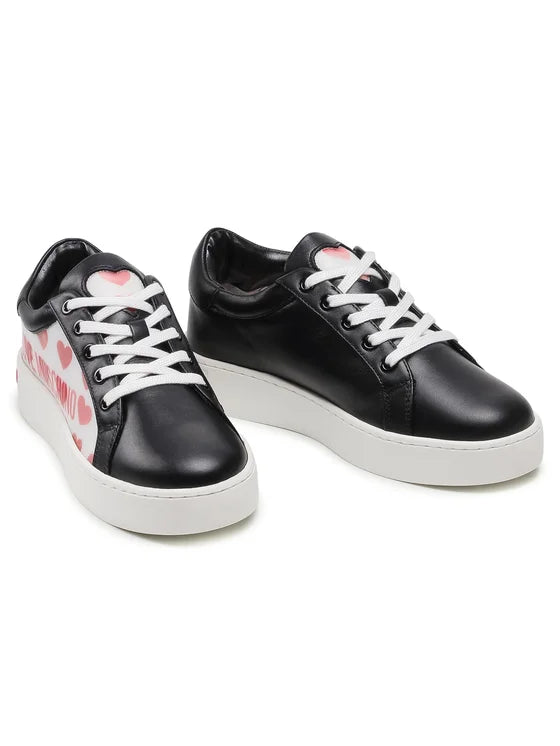 Love MOSCHINO Graphic Hearts Sneakers (Multi Black)