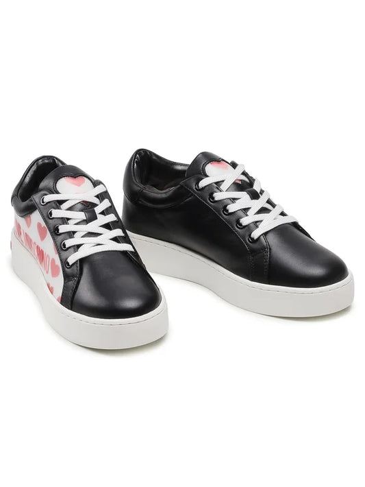 Love MOSCHINO Graphic Hearts Sneakers (Multi Black)