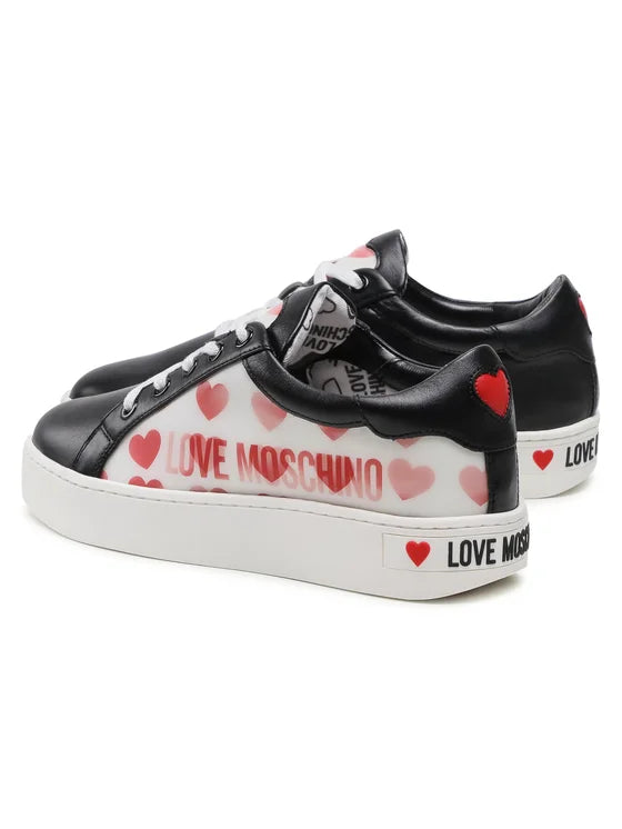 Love MOSCHINO Graphic Hearts Sneakers (Multi Black)