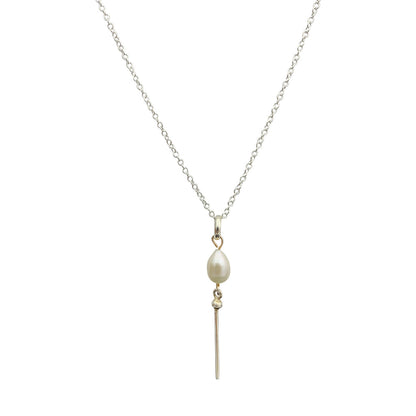 Sterling Silver & Freshwater Pearl Pin Necklace