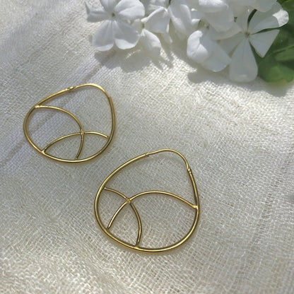 24k Gold Plated Silver Geometric Hoop Earrings
