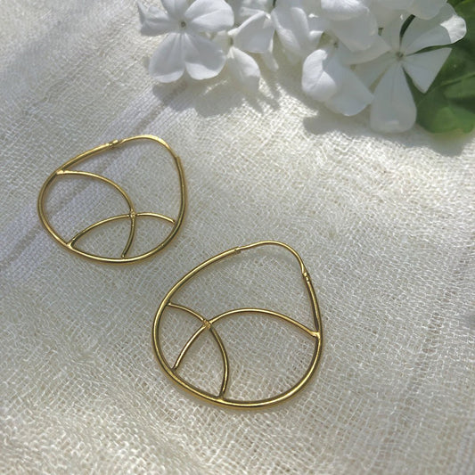 24k Gold Plated Silver Geometric Hoop Earrings