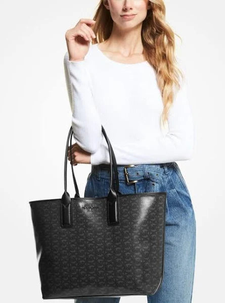 Michael Kors Large Jodie Jacquard Tote (Black)