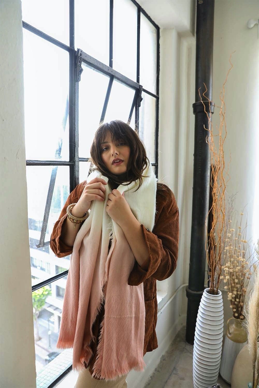 Ombre Silky Wool Wrap Scarf