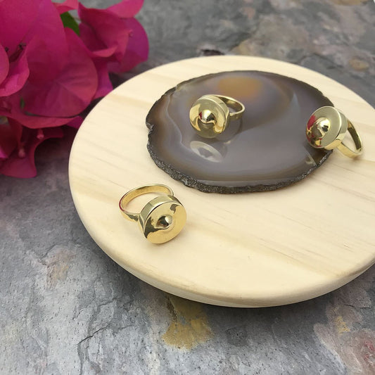 Gold-Tone Bombshell Gong Ring