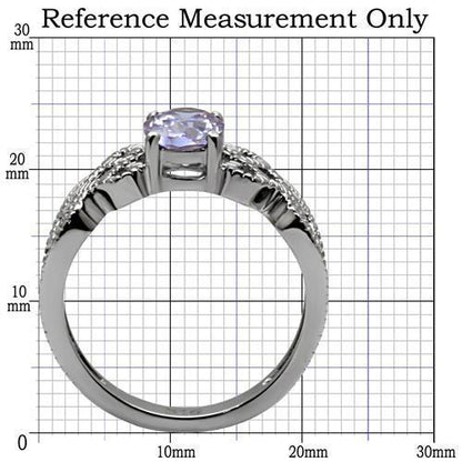 Polished Stainless Steel & Amethyst Ring