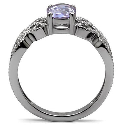 Polished Stainless Steel & Amethyst Ring