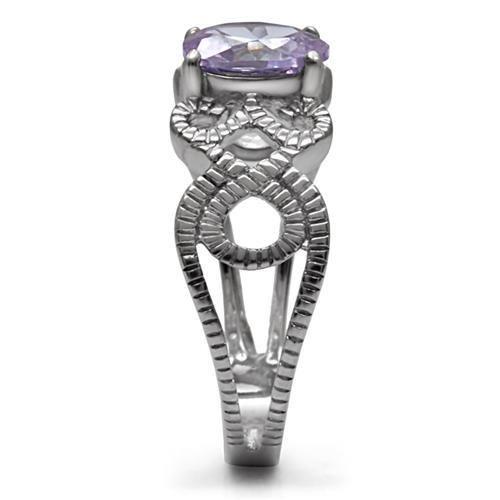 Polished Stainless Steel & Amethyst Ring